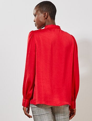 Camisa com gola com laço - Kiabi