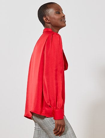 Camisa com gola com laço - Kiabi