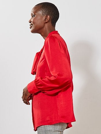 Camisa com gola com laço - Kiabi