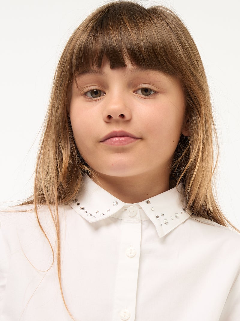 Camisa com Gola de Bijuteria Falsa Branco - Kiabi