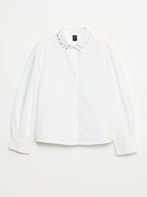 Camisa com Gola de Bijuteria Falsa - Kiabi