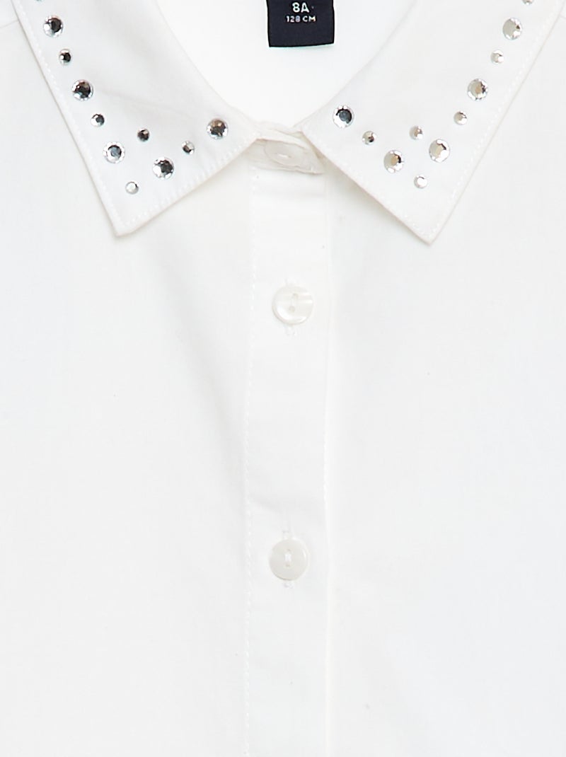 Camisa com Gola de Bijuteria Falsa Branco - Kiabi