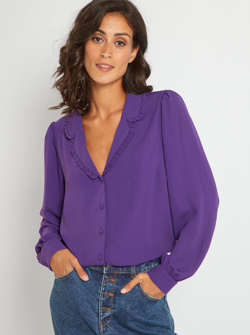 Camisa com gola de pijama VIOLETA - Kiabi