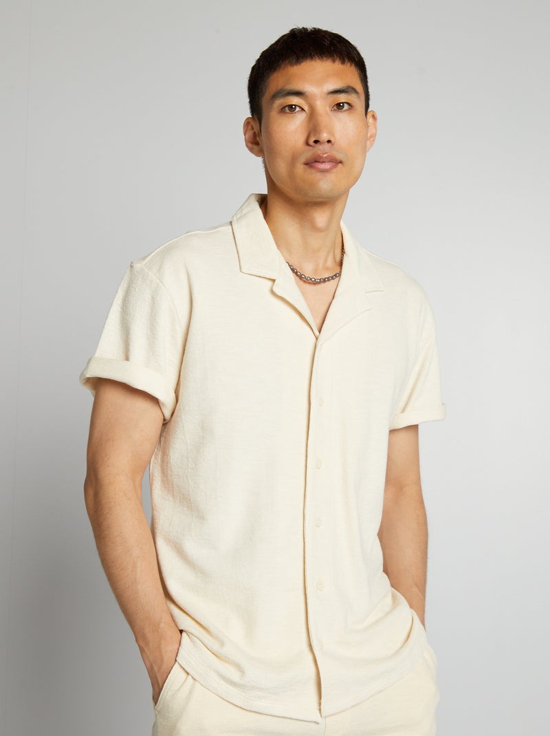 Camisa com gola de polo e mangas curtas Branco - Kiabi