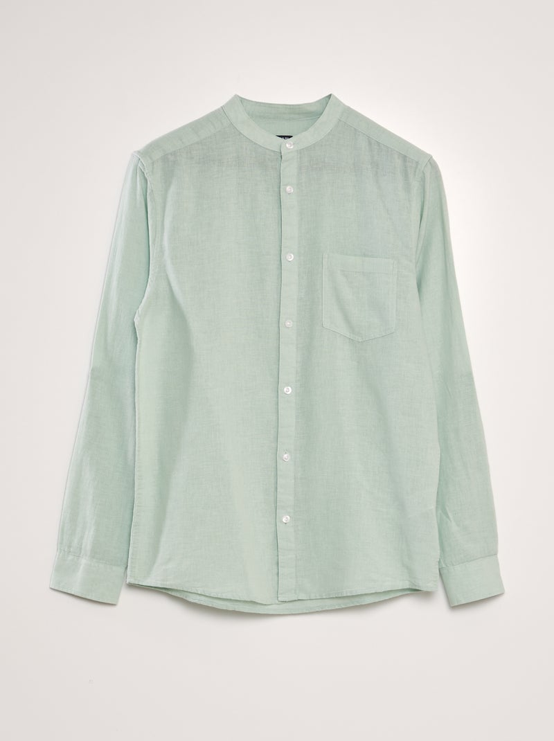 Camisa com gola mao AZUL - Kiabi