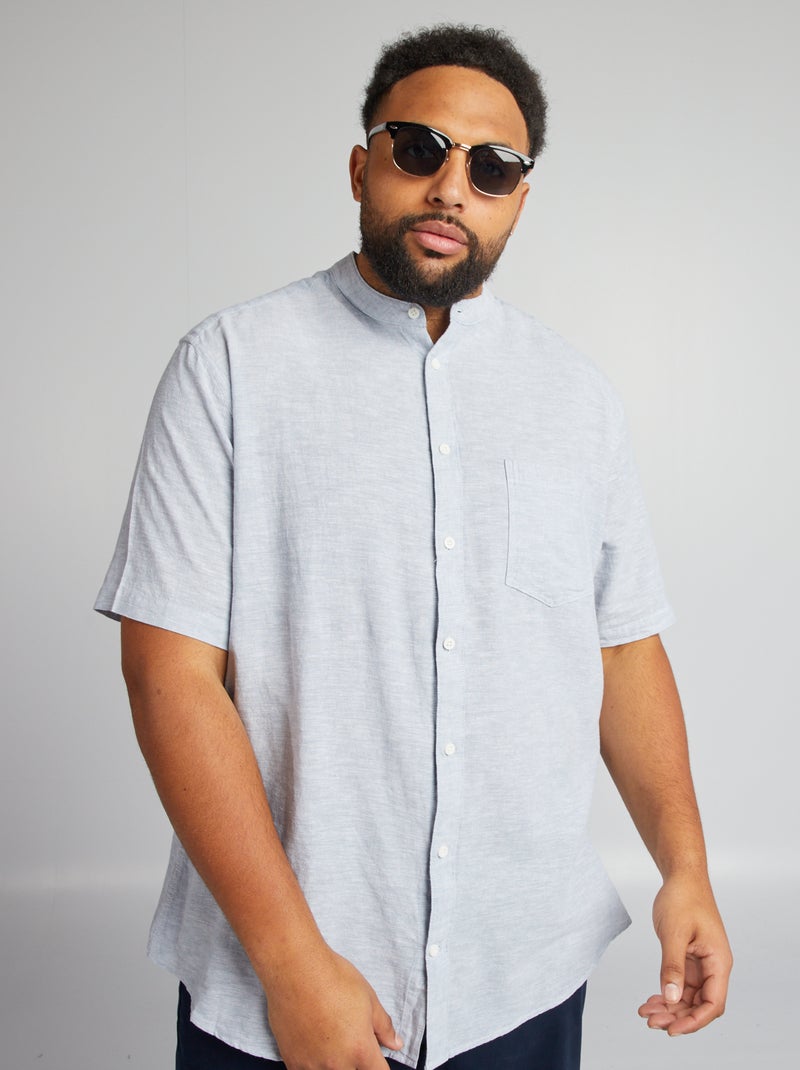 Camisa com gola mao AZUL - Kiabi