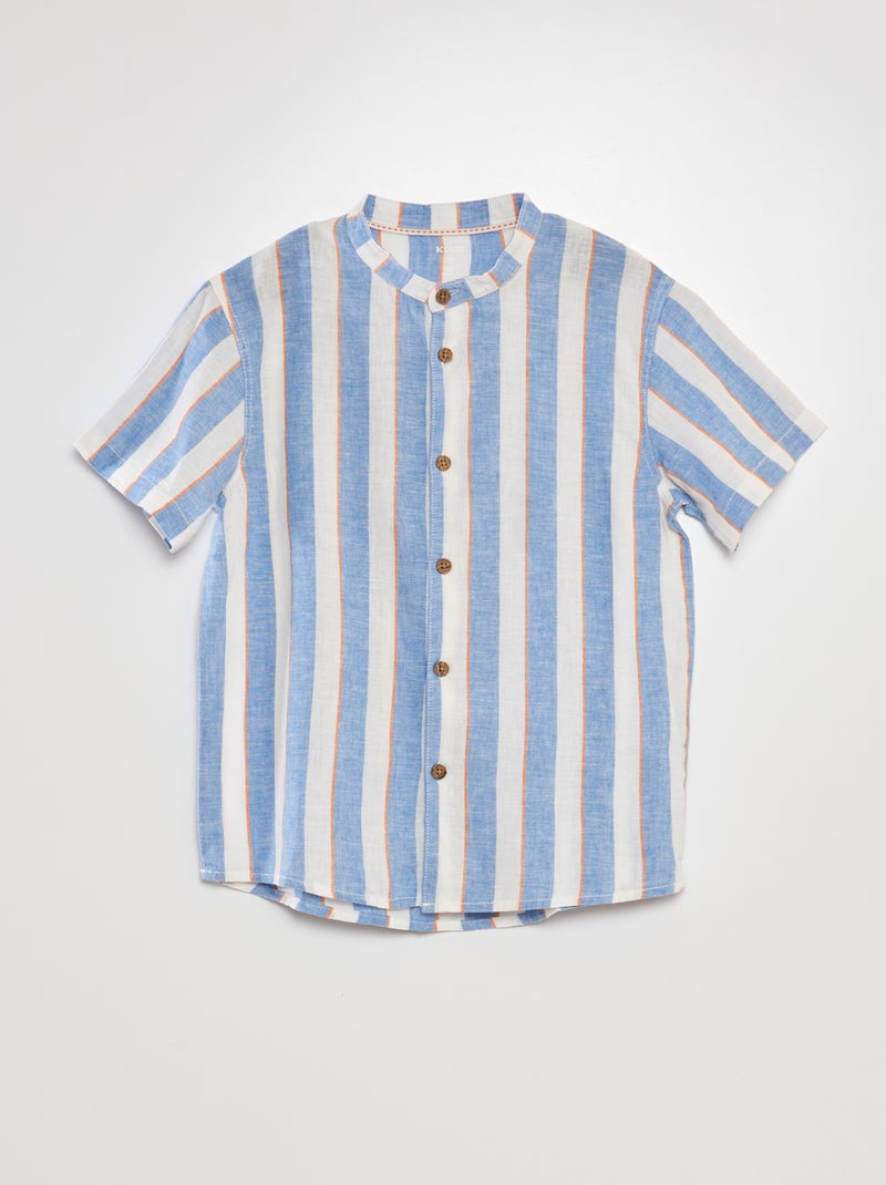 Camisa com gola mao AZUL - Kiabi