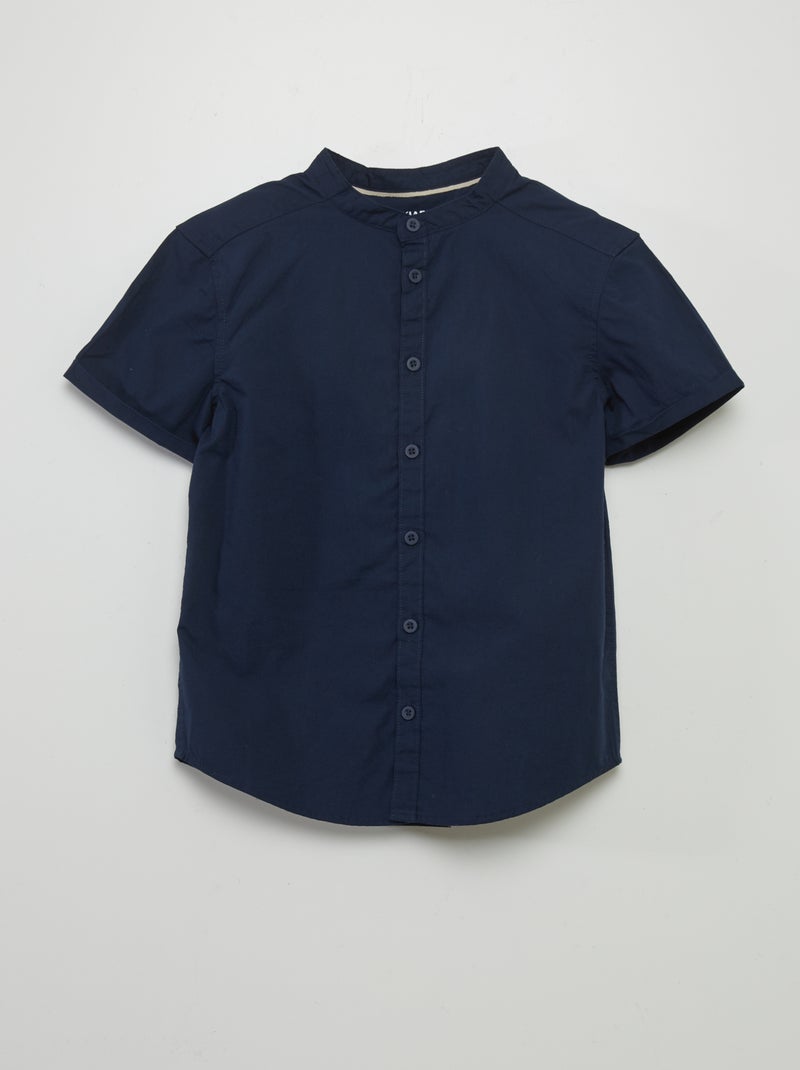Camisa com gola mao AZUL - Kiabi