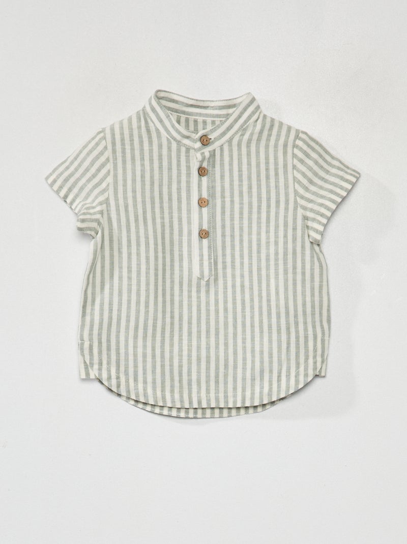 Camisa com gola mao BRANCO - Kiabi