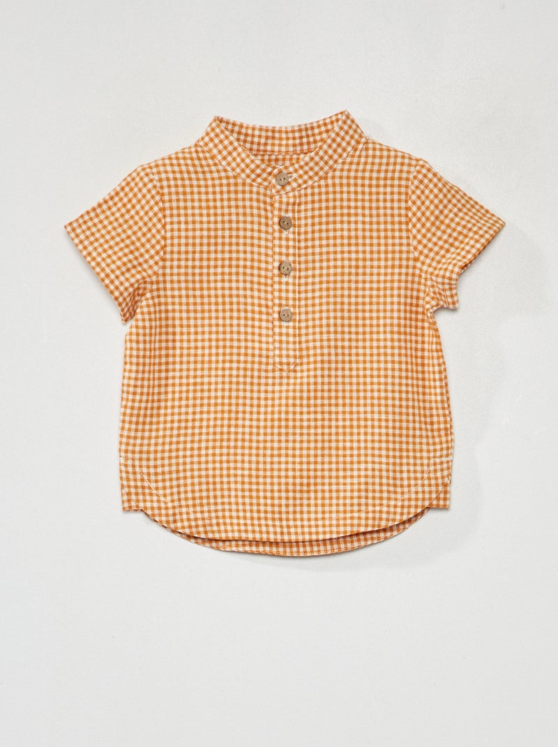 Camisa com gola mao BRANCO - Kiabi