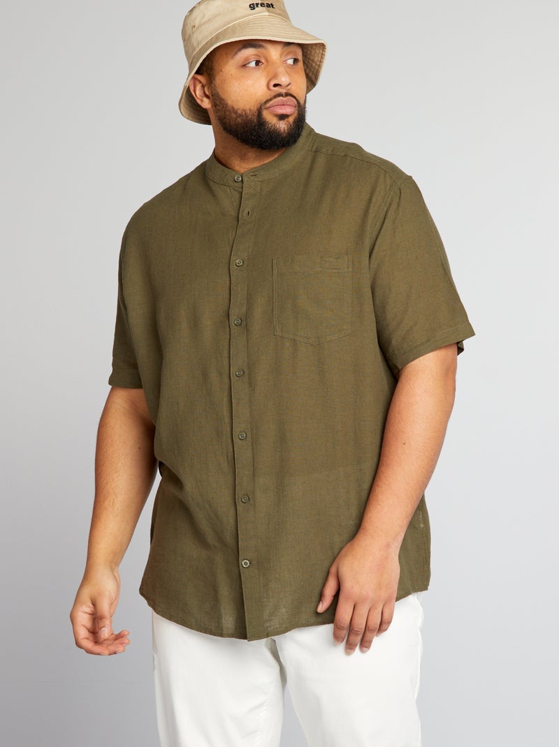 Camisa com gola mao CAQUI - Kiabi