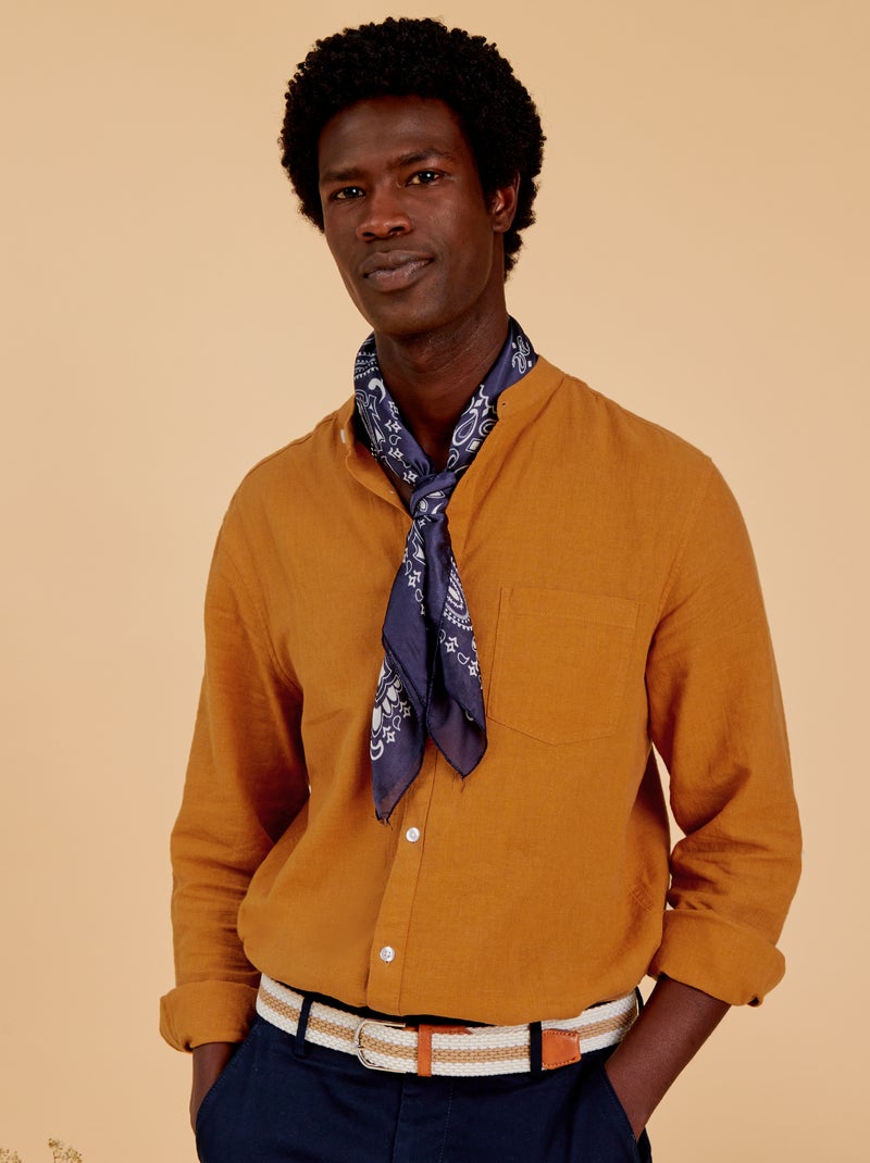 Camisa com gola mao CASTANHO - Kiabi