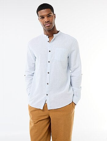 Camisa com gola mao com linho