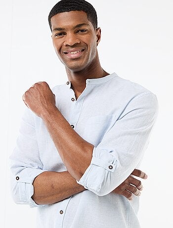 Camisa com gola mao com linho