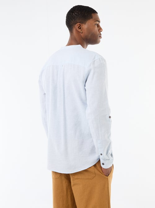 Camisa com gola mao com linho - Kiabi