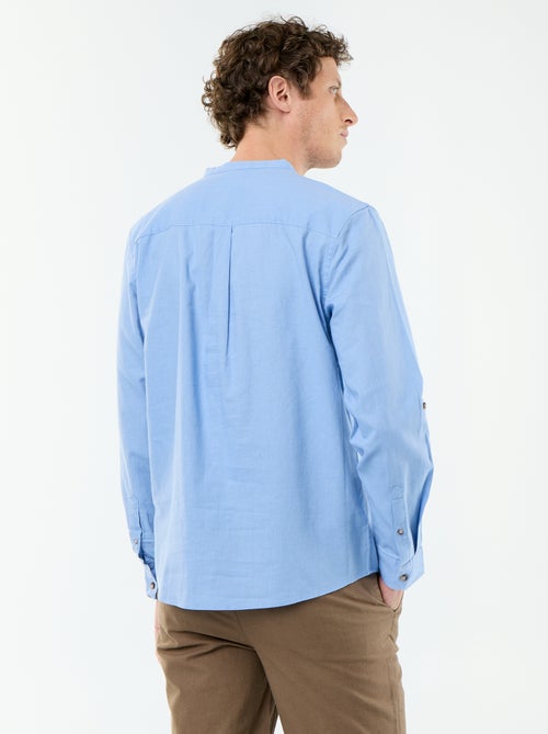 Camisa com gola mao com linho - Kiabi