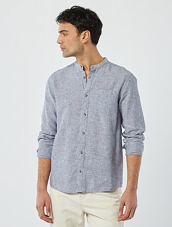 Camisa com gola mao com linho