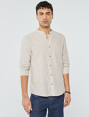 Camisa com gola mao com linho