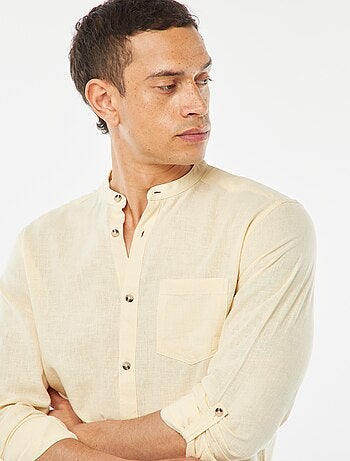Camisa com gola mao com linho