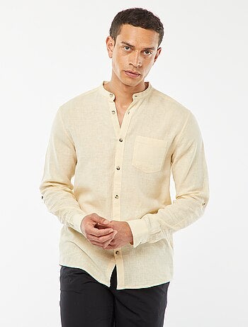 Camisa com gola mao com linho