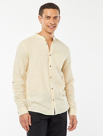 Camisa com gola mao com linho
