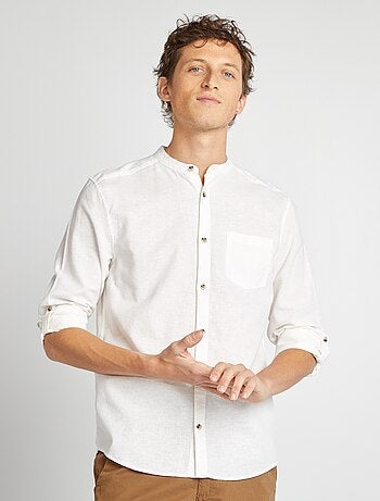 Camisa com gola mao com linho