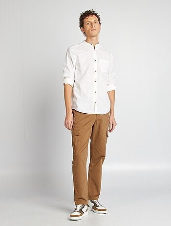 Camisa com gola mao com linho