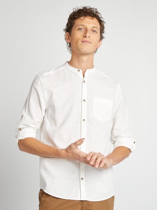 Camisa com gola mao com linho