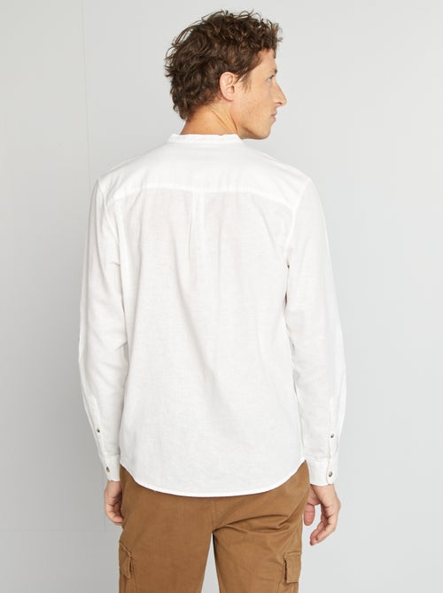 Camisa com gola mao com linho - Kiabi