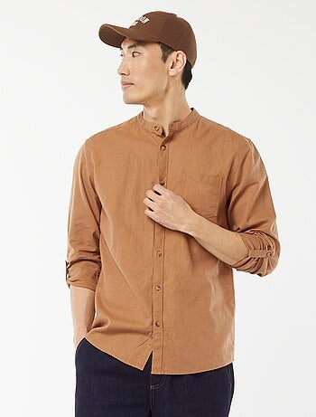 Camisa com gola mao com linho