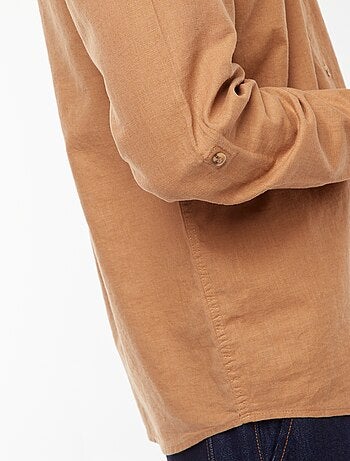 Camisa com gola mao com linho