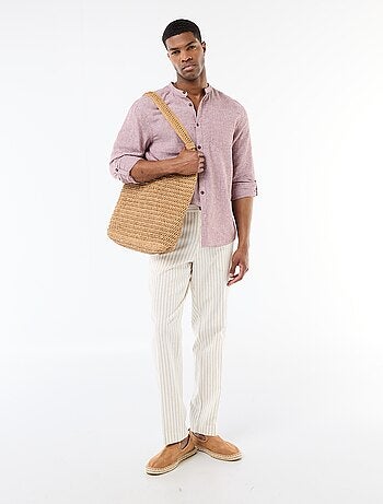 Camisa com gola mao com linho