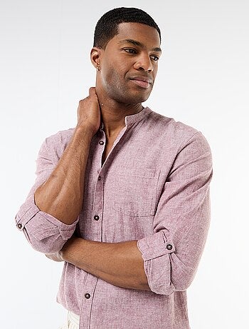 Camisa com gola mao com linho