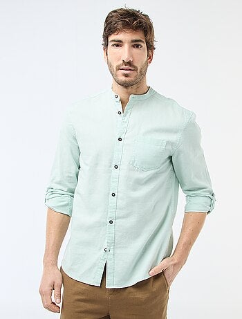 Camisa com gola mao com linho