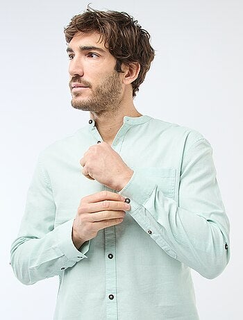 Camisa com gola mao com linho