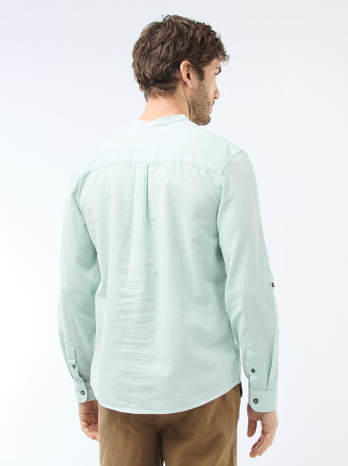 Camisa com gola mao com linho - Kiabi