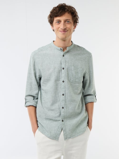 Camisa com gola mao com linho - Kiabi Camisa com gola mao com linho - Kiabi