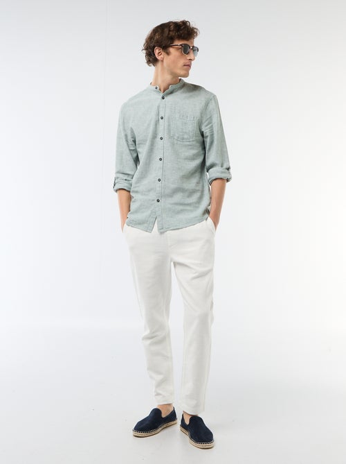 Camisa com gola mao com linho - Kiabi Camisa com gola mao com linho - Kiabi