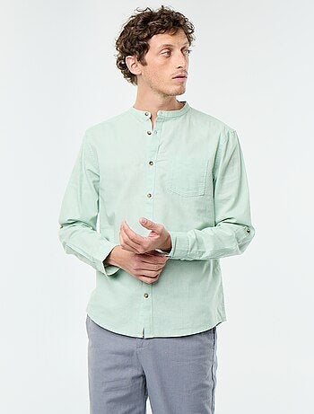 Camisa com gola mao com linho