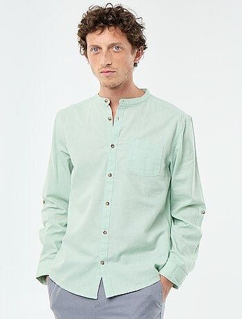 Camisa com gola mao com linho