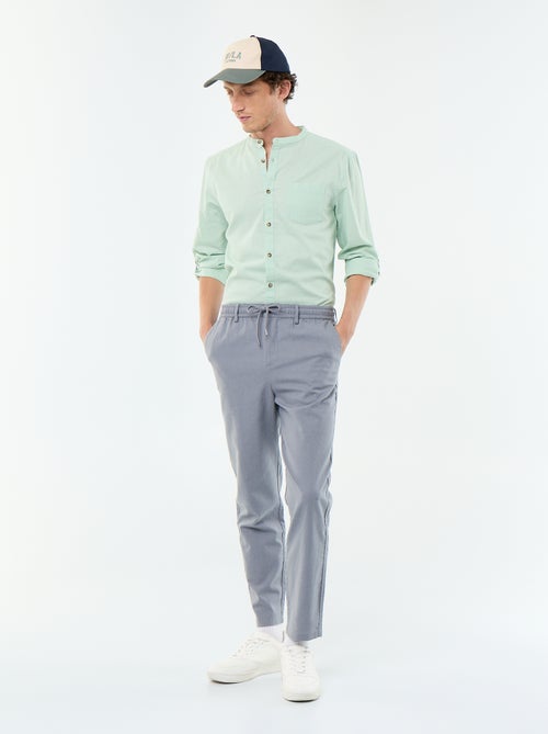 Camisa com gola mao com linho - Kiabi