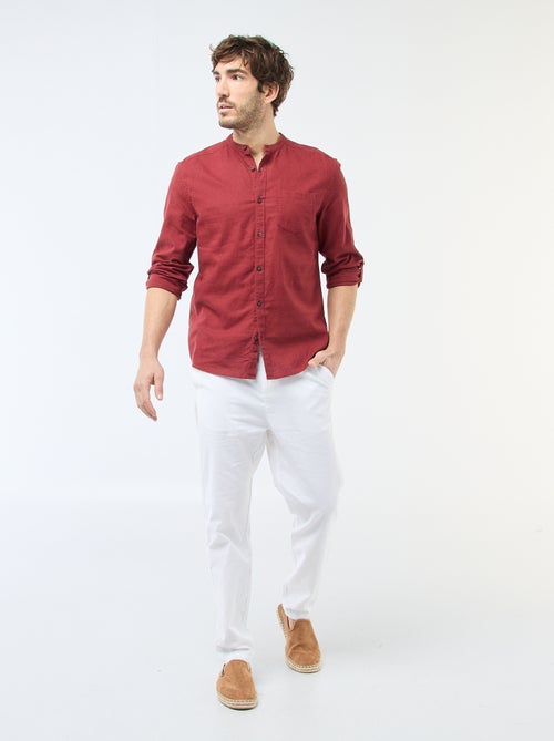 Camisa com gola mao com linho - Kiabi