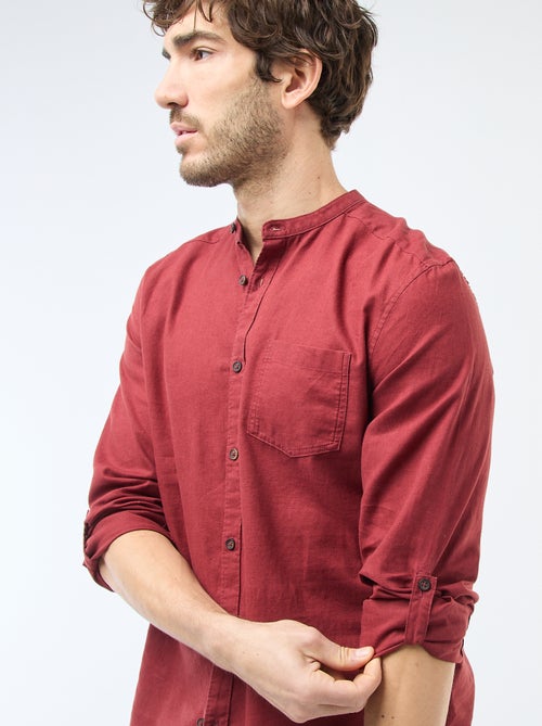 Camisa com gola mao com linho - Kiabi