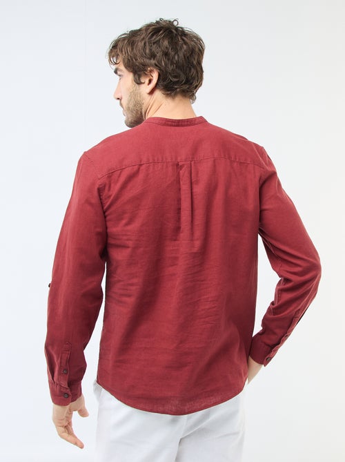 Camisa com gola mao com linho - Kiabi