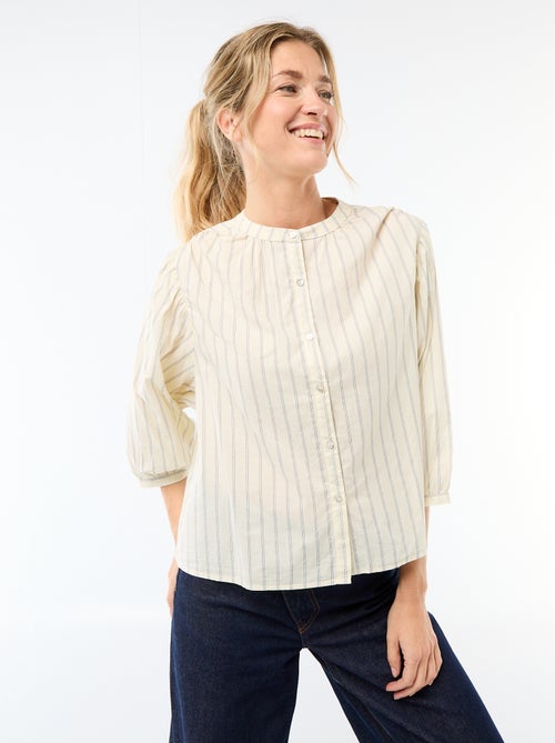 Camisa com gola mao e mangas 3/4 - Kiabi