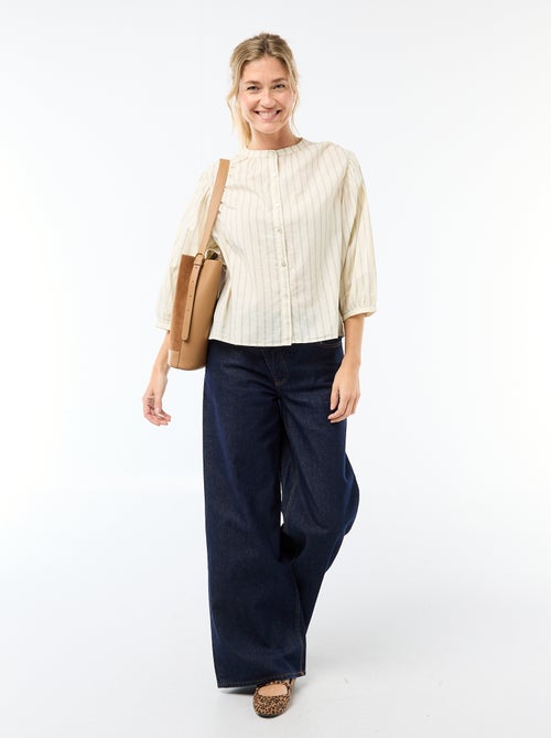Camisa com gola mao e mangas 3/4 - Kiabi