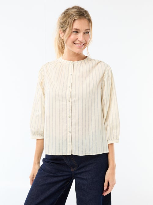Camisa com gola mao e mangas 3/4 - Kiabi