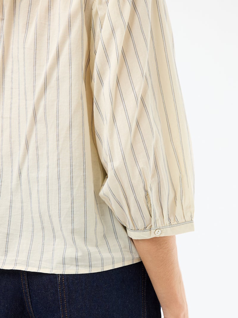 Camisa com gola mao e mangas 3/4 Amarelo - Kiabi