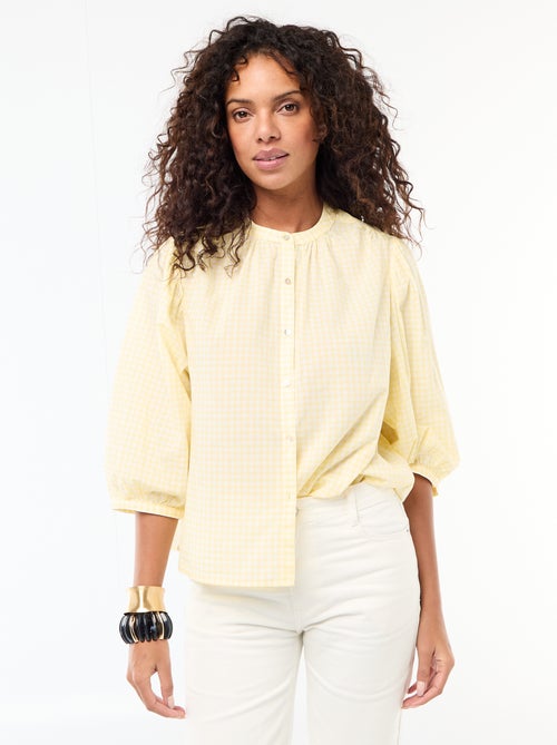 Camisa com gola mao e mangas 3/4 - Kiabi