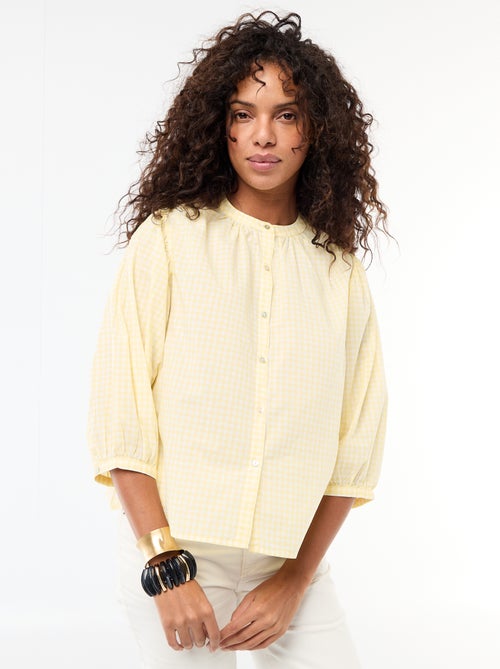 Camisa com gola mao e mangas 3/4 - Kiabi